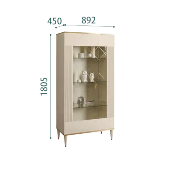 Витрина 2-ств. Римини СОЛО (Ваниль/Золото) (Правая) РМВ2-2С(s)