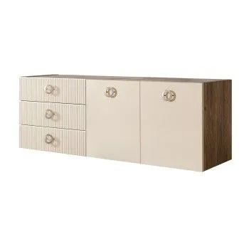 Комод 1.6м Bogemia Woodline Fly Fi (Слоновая кость) (Novabuk/Хром) БМКМ-4