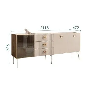 Комод 2.1м Bogemia Woodline Fi (Ваниль) (Lakobel/Золото) БМКМ-5[4]