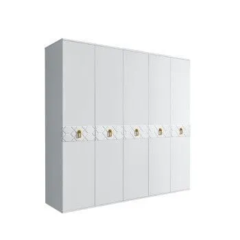 Шкаф 5-ти дв. Bogemia Farfalle (Белый/Золото) БМШ2/5(Fa)