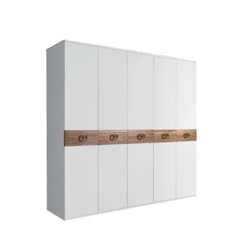 Шкаф 5-ти дв. Bogemia Wood Fi (Белый/Хром) БМШ2/5(Wo)