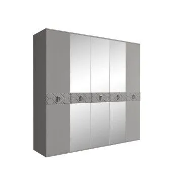 Шкаф 5-ти дв. с зеркалами Bogemia Farfalle (Серый/Хром) БМШ1/5(Fa)