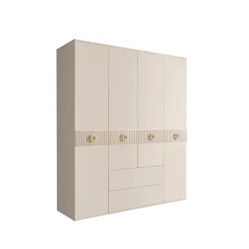 Шкаф 4-х дверный с ящиками, Bogemia Fillini (Слоновая кость/Золото) БМШ2/41(Fi)