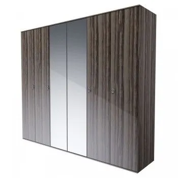 Шкаф 6-ти дверный с зеркалом Римини (Орех империя/Серебро) РМШ1/6
