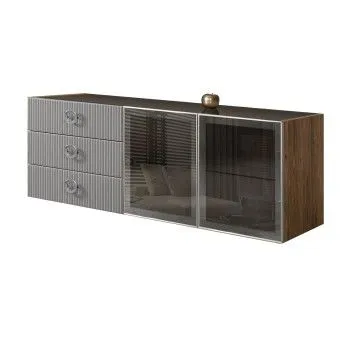 Комод 1.6м Bogemia Woodline Fly Fi (Серый) (Lakobel/Хром) БМКМ-4[5]