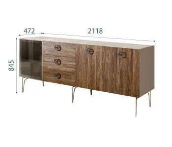 Комод 2.1м Bogemia Wood Fi (Мокка) (Novabuk/Хром) БМКМ-5(Wo)[4]