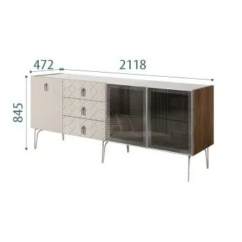 Комод 2.1м Bogemia Woodline Fa (Шелк) (Novabuk/Хром) БМКМ-5[5][10]