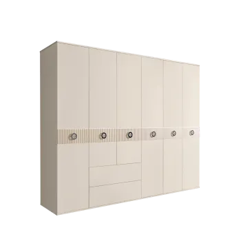 Шкаф 6-ти дверный с ящиками, Bogemia Fillini (Слоновая кость/Хром) БМШ2/61(Fi)