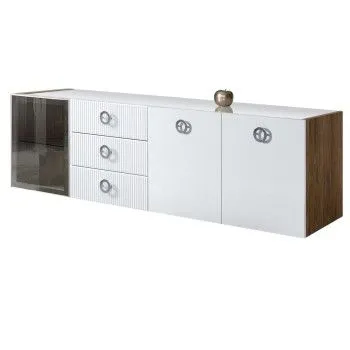 Комод 2.1м Bogemia Woodline Fly Fi (Белый) (Lakobel/Хром) БМКМ-5[4]