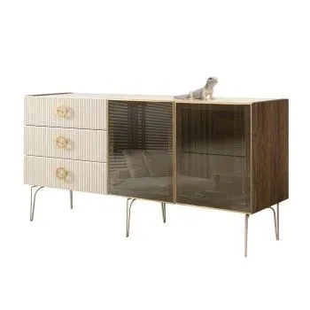 Комод 1.6м Bogemia Woodline Fi (Слоновая кость) (Lakobel/Золото) БМКМ-4[5]