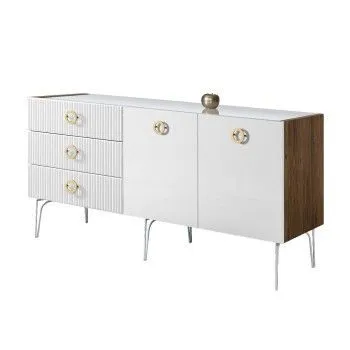 Комод 1.6м Bogemia Woodline Fi (Белый) (Lakobel/Золото) БМКМ-4