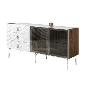 Комод 1.6м Bogemia Woodline Fa (Белый) (Lakobel/Хром) БМКМ-4[5]