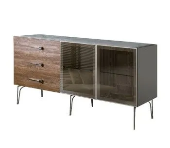 Комод 1.6м Bogemia Wood Wo (Серый) (Novabuk/Хром) БМКМ-4(Wo)[5]