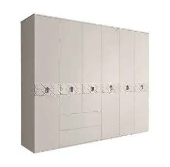 Шкаф 6-ти дверный с ящиками, Bogemia Farfalle (Шелк/Хром) БМШ2/61(Fa)