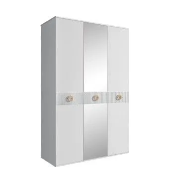 Шкаф 3-х дверный с зеркалом Bogemia Fillini (Белый/Золото) БМШ1/3(Fi)