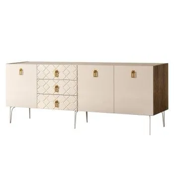 Комод 2.1м Bogemia Woodline Fa (Слоновая кость) (Novabuk/Золото) БМКМ-5