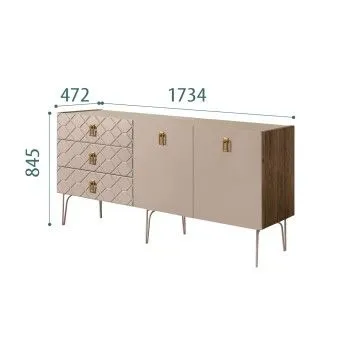 Комод 1.6м Bogemia Woodline Fa (Мокка) (Novabuk/Золото) БМКМ-4