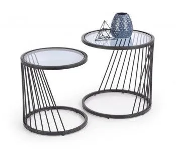 Комплект Halmar ANTILLA, 2 стола журнальных (дымчатый/черный)