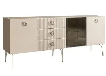 Комод 2.1м Bogemia Fillini (Слоновая кость) (Novabuk/Хром) БМКМ-5(Fi)[4]