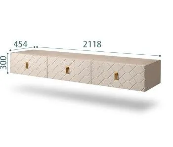 Тумба телевизионная 2.1м Bogemia Fly Farfalle (Ваниль) (Novabuk/Золото) БМТ-2