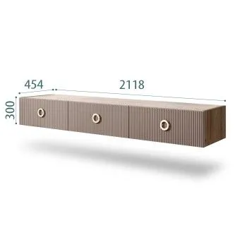 Тумба телевизионная 2.1м Bogemia Woodline Fly Fi (Мокка) (Novabuk/Золото) БМТ-2