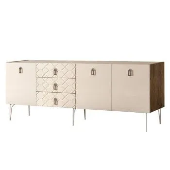 Комод 2.1м Bogemia Woodline Fa (Слоновая кость) (Novabuk/Хром) БМКМ-5