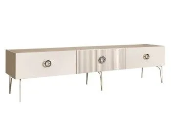 Тумба под телевизор 2.1м Bogemia Fillini (Слоновая кость) (Novabuk/Хром) БМТ-2(Fi)[10]