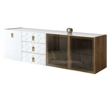 Комод 2.1м Bogemia Woodline Fly Fa (Белый) (Lakobel/Золото) БМКМ-5[5][10]