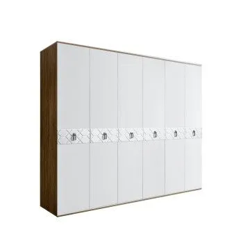 Шкаф 6-ти дв. Bogemia Woodline Fa (Белый/Хром) БМШ2/6(Fa)