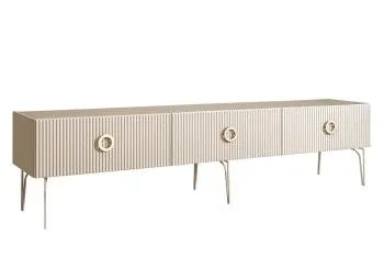 Тумба под телевизор 2.1м Bogemia Fillini (Слоновая кость) (Novabuk/Золото) БМТ-2(Fi)