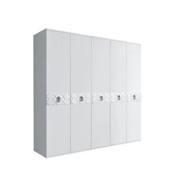 Шкаф 5-ти дв. Bogemia Farfalle (Белый/Хром) БМШ2/5(Fa)