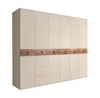 Шкаф 6-ти дверный с ящиками, Bogemia Wood Fa (Ваниль/Золото) БМШ2/61(Wo)