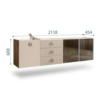 Комод 2.1м Bogemia Woodline Fly Fi (Ваниль) (Lakobel/Хром) БМКМ-5[5][10]