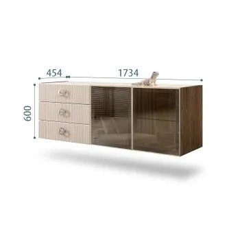 Комод 1.6м Bogemia Woodline Fly Fi (Ваниль) (Lakobel/Хром) БМКМ-4[5]