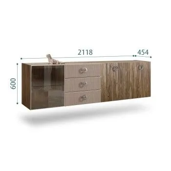 Комод 2.1м Bogemia Woodline Fly Wood Fi (Мокка) (Lakobel/Хром) БМКМ-5[4]