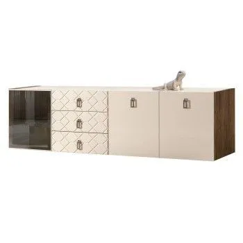 Комод 2.1м Bogemia Woodline Fly Fa (Слоновая кость) (Lakobel/Хром) БМКМ-5[4]