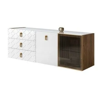 Комод 1.6м Bogemia Woodline Fly Fa (Белый) (Lakobel/Золото) БМКМ-4[5][10]