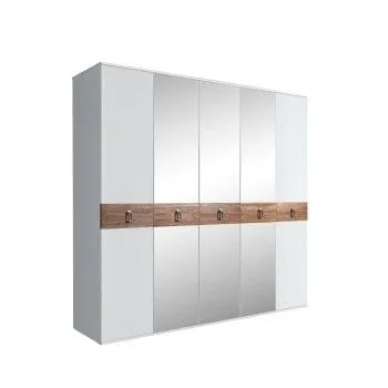 Шкаф 5-ти дв. с зеркалами Bogemia Wood Fa (Белый/Хром) БМШ1/5(Wo)