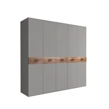 Шкаф 5-ти дв. Bogemia Wood Fi (Серый/Хром) БМШ2/5(Wo)