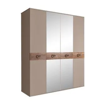 Шкаф 4-х дв. с зеркалами Bogemia Wood Fi (Мокка/Хром) БМШ1/4(Wo)
