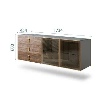 Комод 1.6м Bogemia Fly Wood Fa (Серый) (Novabuk/Золото) БМКМ-4[5]