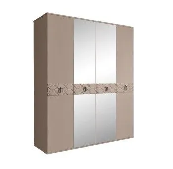 Шкаф 4-х дв. с зеркалами Bogemia Farfalle (Мокка/Хром) БМШ1/4(Fa)