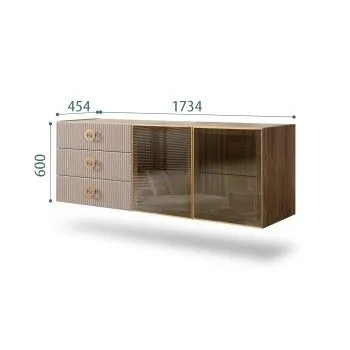 Комод 1.6м Bogemia Woodline Fly Fi (Мокка) (Novabuk/Золото) БМКМ-4[5]