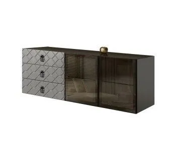 Комод 1.6м Bogemia Fly Farfalle (Серый) (Lakobel/Черный) БМКМ-4[5]