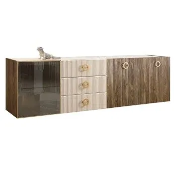 Комод 2.1м Bogemia Woodline Fly Wood Fi (Слоновая кость) (Lakobel/Золото) БМКМ-5[4]