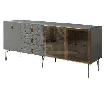 Комод 2.1м Bogemia Farfalle (Серый) (Novabuk/Золото) БМКМ-5(Fa)[5][10]