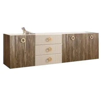 Комод 2.1м Bogemia Woodline Fly Wood Fi (Слоновая кость) (Lakobel/Золото) БМКМ-5