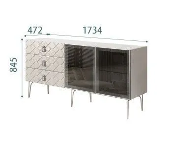 Комод 1.6м Bogemia Farfalle (Шелк) (Novabuk/Хром) БМКМ-4(Fa)[5]