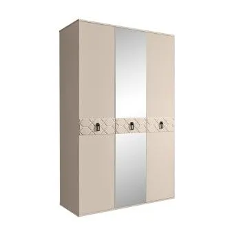 Шкаф 3-х дверный с зеркалом Bogemia Farfalle (Ваниль/Черный) БМШ1/3(Fa)