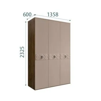 Шкаф 3-х дверный Bogemia Woodline Fa (Мокка/Хром) БМШ2/3